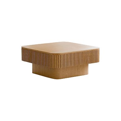 Trikiousd 31.5-Inch Square Coffee Table with Hidden Storage, Modern Wood Accent Table