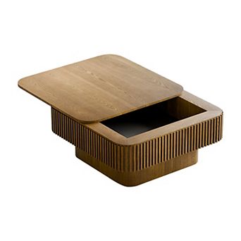 Trikiousd 31.5-Inch Square Coffee Table with Hidden Storage, Modern Wood Accent Table