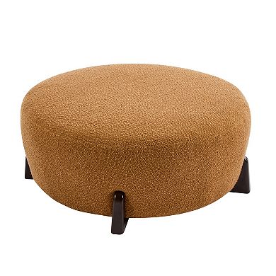 Trikiousd Round Ottoman Stool with Rubber Wood Legs