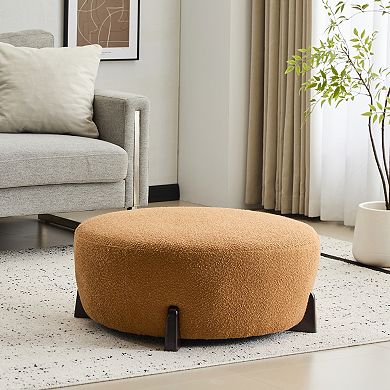 Trikiousd Round Ottoman Stool with Rubber Wood Legs