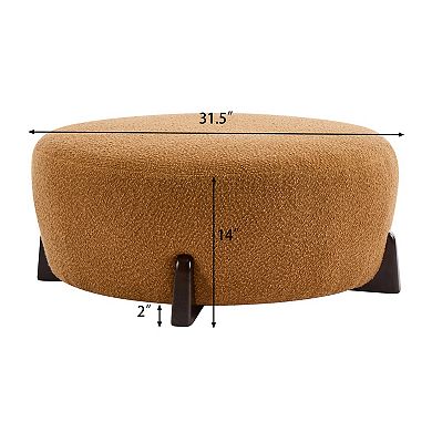 Trikiousd Round Ottoman Stool with Rubber Wood Legs