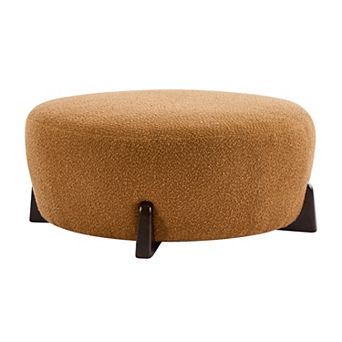 Trikiousd Round Ottoman Stool with Rubber Wood Legs