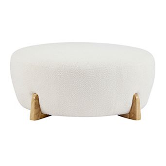 Trikiousd Round Ottoman Stool with Rubber Wood Legs