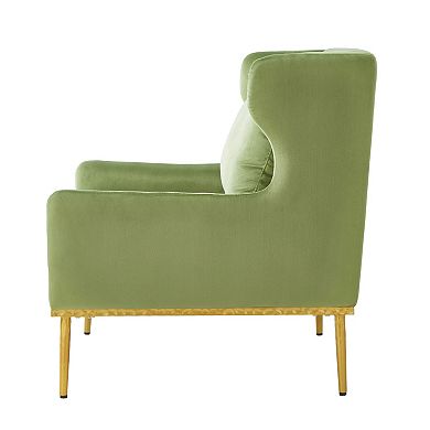 Trikiousd Modern Velvet Accent Chair Upholstered Armchair with Curved Armrests