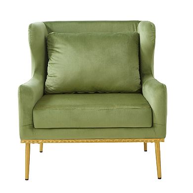 Trikiousd Modern Velvet Accent Chair Upholstered Armchair with Curved Armrests