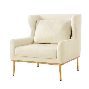Trikiousd Modern Velvet Accent Chair Upholstered Armchair with Curved Armrests