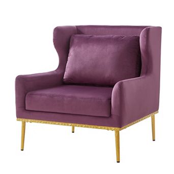 Trikiousd Modern Velvet Accent Chair Upholstered Armchair with Curved Armrests