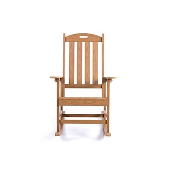 Trikiousd Patio Rocking Chair Outdoor All-Weather Rocker Slat Back Rocking Chair