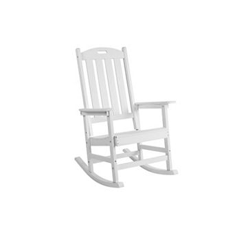 Trikiousd Patio Rocking Chair Outdoor All-Weather Rocker Slat Back Rocking Chair