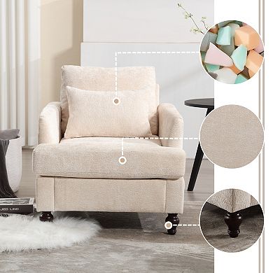 Trikiousd Mid Century Modern Tufted Accent Chair Wood Frame Armchair Lounge Chair