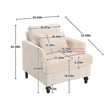 Trikiousd Mid Century Modern Tufted Accent Chair Wood Frame Armchair Lounge Chair