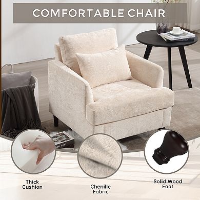 Trikiousd Mid Century Modern Tufted Accent Chair Wood Frame Armchair Lounge Chair