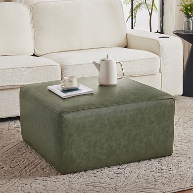 Trikiousd PU Leather Ottoman Square Upholstered Sectional Sofa Ottoman Footrest