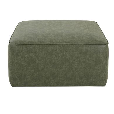 Trikiousd PU Leather Ottoman Square Upholstered Sectional Sofa Ottoman Footrest