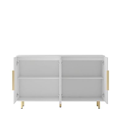 Trikiousd Large Storage Cabinet Buffet Sideboard Modern Fluted Accent Cabinet Entryway Console Table