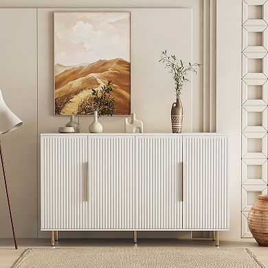 Trikiousd Large Storage Cabinet Buffet Sideboard Modern Fluted Accent Cabinet Entryway Console Table