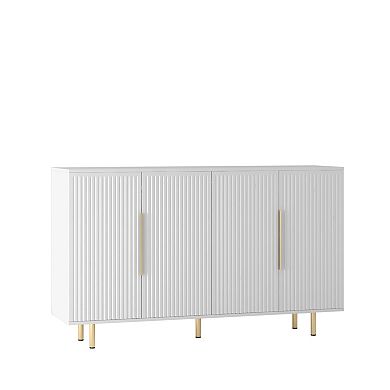 Trikiousd Large Storage Cabinet Buffet Sideboard Modern Fluted Accent Cabinet Entryway Console Table
