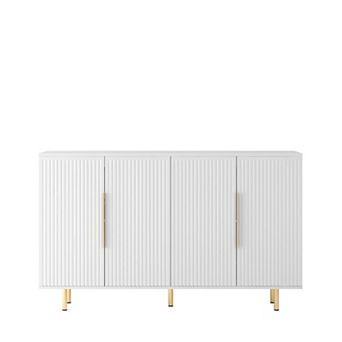 Trikiousd Large Storage Cabinet Buffet Sideboard Modern Fluted Accent Cabinet Entryway Console Table
