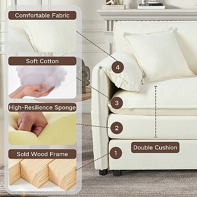 Trikiousd Oversized Modular Sectional Sofa Chenille Cloud Couch 3 Seater with Pillows