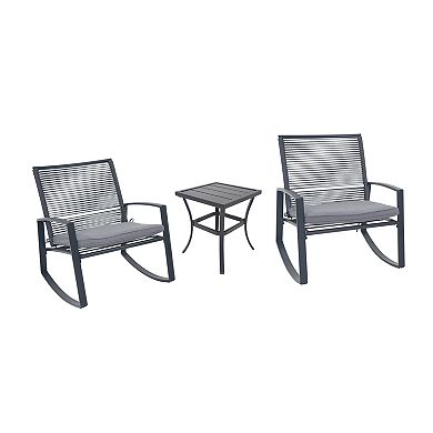 Trikiousd 2 Person Patio Rocking Chairs Set with Table, Outdoor Patio Conversation Sets