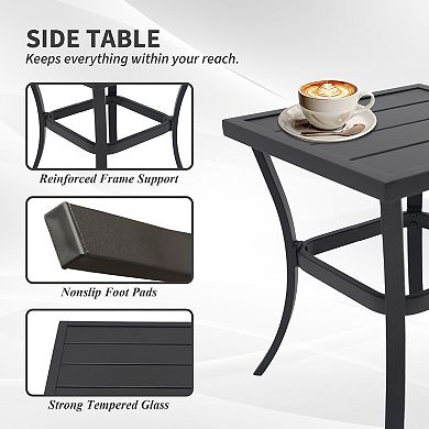 Trikiousd 2 Person Patio Rocking Chairs Set with Table, Outdoor Patio Conversation Sets