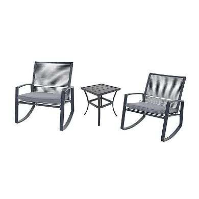 Trikiousd 2 Person Patio Rocking Chairs Set with Table, Outdoor Patio Conversation Sets