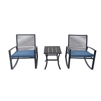 Trikiousd 2 Person Patio Rocking Chairs Set with Table, Outdoor Patio Conversation Sets