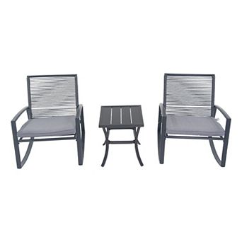 Trikiousd 2 Person Patio Rocking Chairs Set with Table, Outdoor Patio Conversation Sets