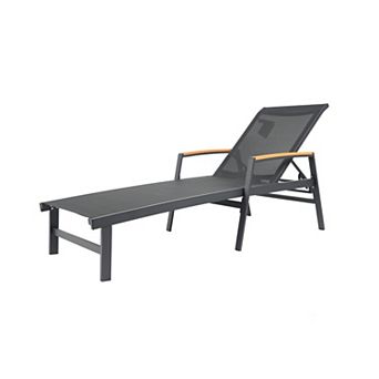 Trikiousd Outdoor Mesh Chaise Lounge Chair 5-Position Patio Lounge Chair Aluminum Reclining Chair