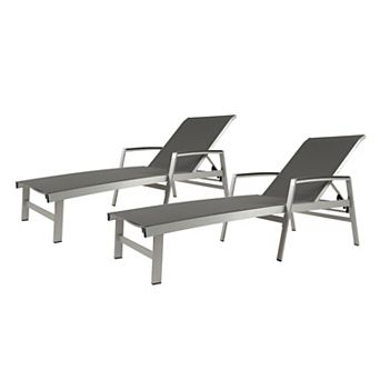Trikiousd Outdoor Mesh Chaise Lounge Chair 5-Position Patio Lounge Chair Aluminum Reclining Chair
