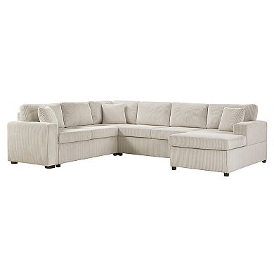 Trikiousd U-Shaped Oversized Sectional Sofa Corduroy Chaise Lounge Couch Set