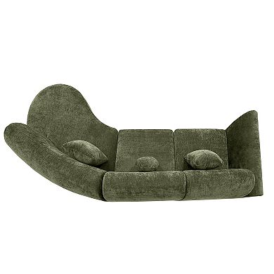 Trikiousd 140" Curved Sectional Sofa Fully Compressed Sponge 3-Piece Set