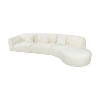 Trikiousd 140" Curved Sectional Sofa Fully Compressed Sponge 3 pc Set