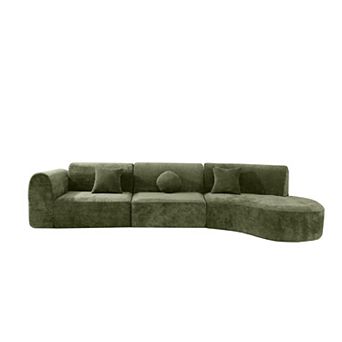 Trikiousd 140" Curved Sectional Sofa Fully Compressed Sponge 3 pc Set