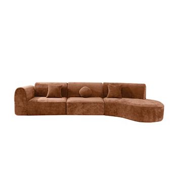 Trikiousd 140" Curved Sectional Sofa Fully Compressed Sponge 3 pc Set