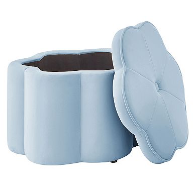 Trikiousd 2-Piece Storage Ottoman Set, 6-Petal Flower Shape Petal Ottoman Footres Vanity Stool