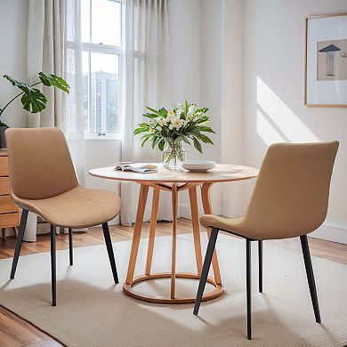 Trikiousd PU Leather Dining Chairs with Metal Legs, Modern Upholstered Kitchen Chairs Set