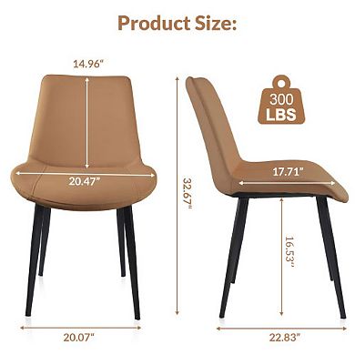 Trikiousd PU Leather Dining Chairs with Metal Legs, Modern Upholstered Kitchen Chairs Set
