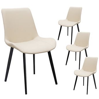 Trikiousd PU Leather Dining Chairs with Metal Legs, Modern Upholstered Kitchen Chairs Set