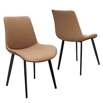 Trikiousd PU Leather Dining Chairs with Metal Legs, Modern Upholstered Kitchen Chairs Set