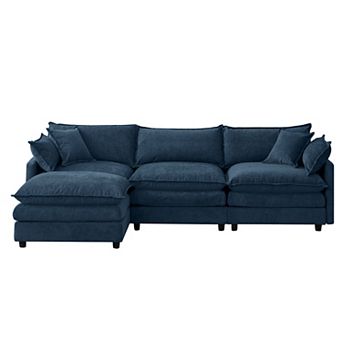 Trikiousd 105" Modular Sectional Sofa with Ottoman, Chenille L-Shape Couch 3-Seater