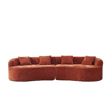 Trikiousd 111" Chenille Curved Cloud Sofa Compression Sectional for Living Room