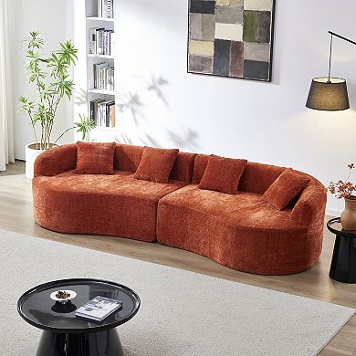 Trikiousd 111" Chenille Curved Cloud Sofa Compression Sectional for Living Room
