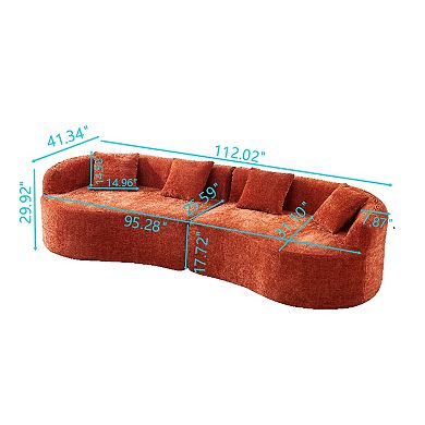 Trikiousd 111" Chenille Curved Cloud Sofa Compression Sectional for Living Room