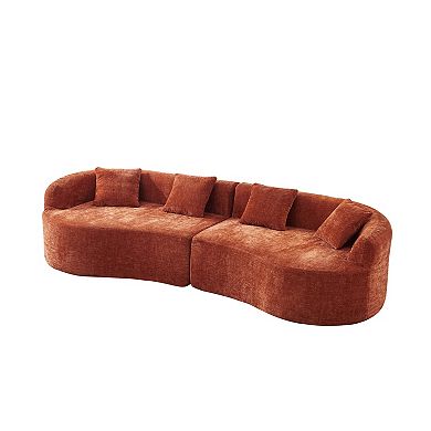 Trikiousd 111" Chenille Curved Cloud Sofa Compression Sectional for Living Room