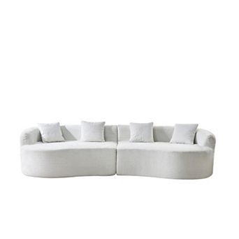 Trikiousd 111" Chenille Curved Cloud Sofa Compression Sectional for Living Room