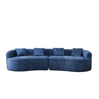 Trikiousd 111" Chenille Curved Cloud Sofa Compression Sectional for Living Room