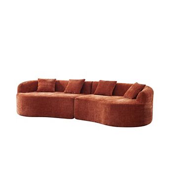 Trikiousd 111" Chenille Curved Cloud Sofa Compression Sectional for Living Room