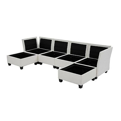 Trikiousd Modular Sectional Sofa 6-Seat Convertible U -Shaped Couch with Chaise Storage Ottoman