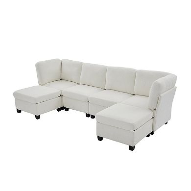 Trikiousd Modular Sectional Sofa 6-Seat Convertible U -Shaped Couch with Chaise Storage Ottoman